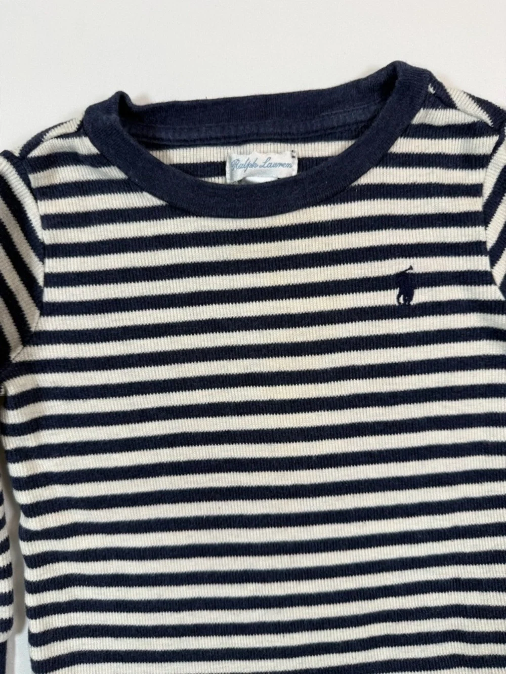 RALPH LAUREN Baby Striped Long Sleeve Shirt Nautical Classic‎ Preppy Cotton 18M